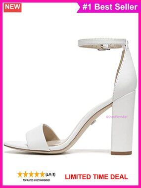 Womens Yaro Block Heel Ankle Strap Sandal with Rhinestone Detail